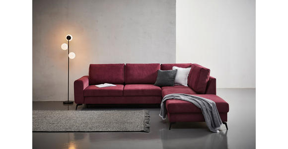 ECKSOFA Bordeaux Chenille  - Bordeaux/Schwarz, KONVENTIONELL, Textil/Metall (275/257cm) - Carryhome