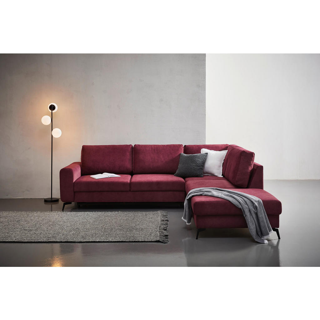 Thumbnail - Carryhome Ecksofa, Bordeaux, Textil, 5-Sitzer, Füllung: Schaumstoff, Silikon, Ottomane rechts, L-Form, 275x257 cm, Made ...