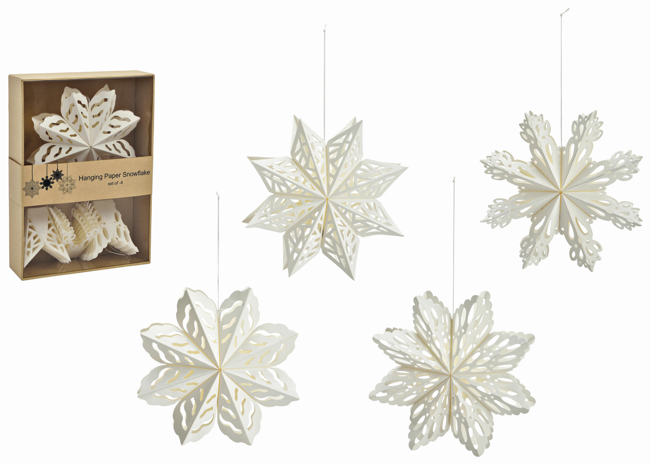CHRISTBAUMANHÄNGER  - Weiß, Basics, Papier (15/15/2cm)