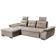 ECKSOFA  in Mikrovelours Creme  - Creme/Schwarz, KONVENTIONELL, Kunststoff/Textil (170/275cm) - Carryhome