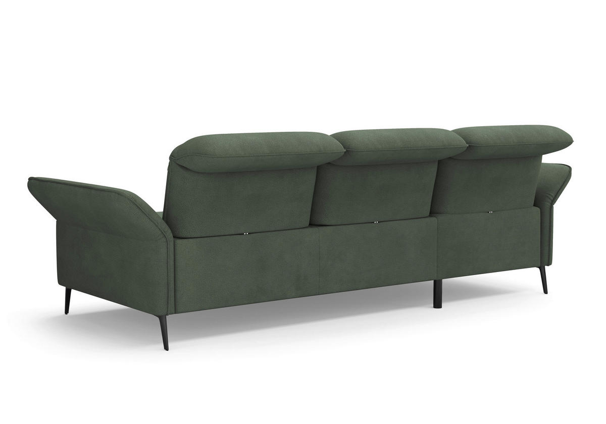 ECKSOFA Grün Flachgewebe  - Schwarz/Grün, KONVENTIONELL, Textil/Metall (198/264cm) - Sit & More