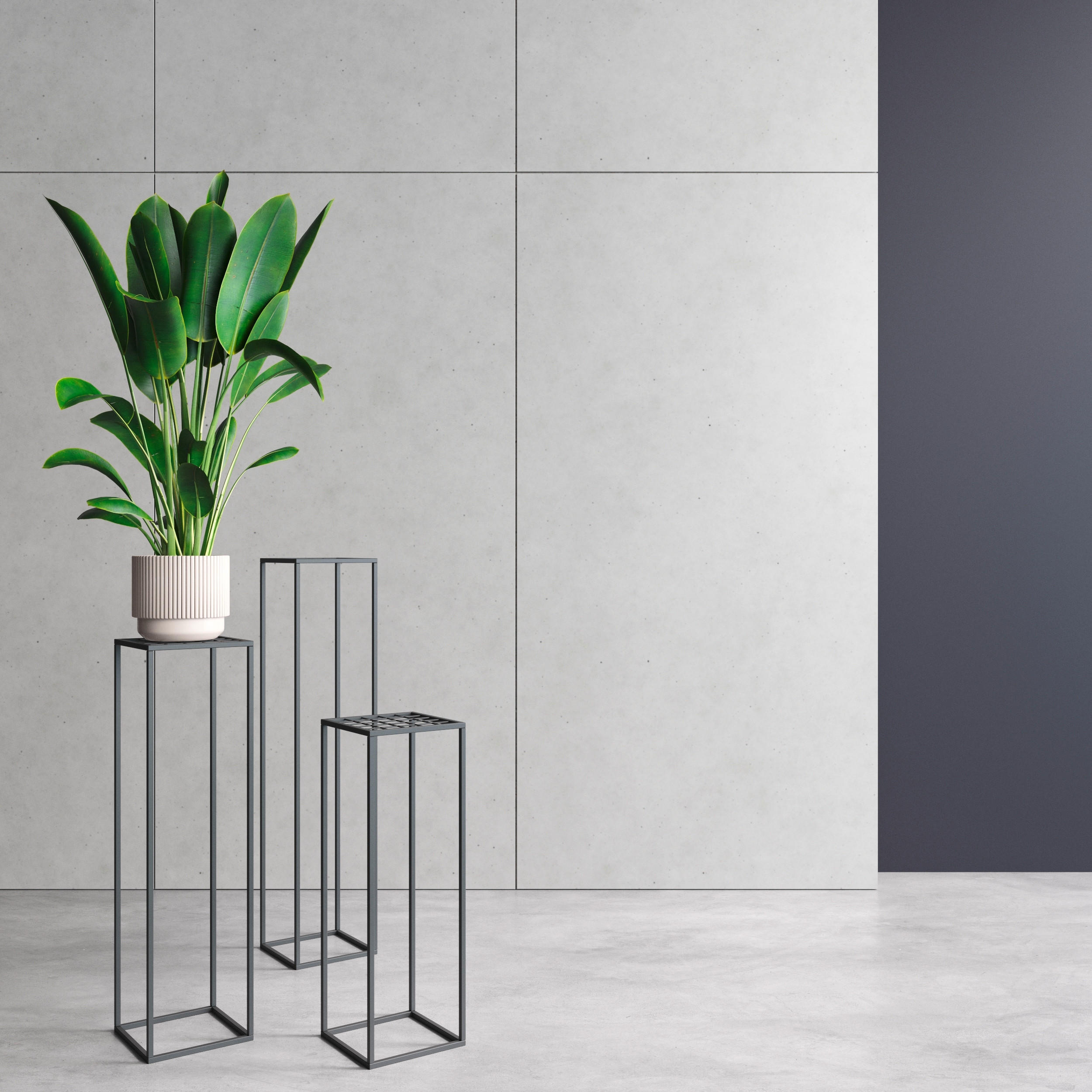 BLUMENSTÄNDER Metall  - Schwarz, Basics, Metall (19/45/19cm)