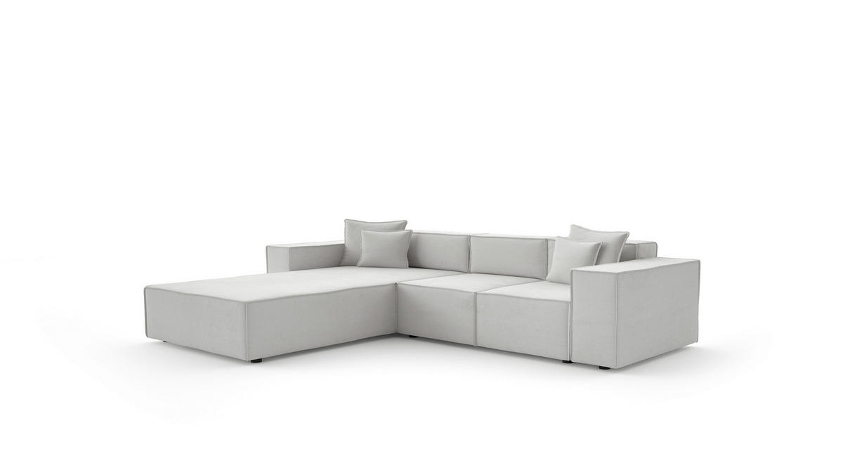ECKSOFA Grau Chenille Zierkissen, Rücken echt  - Schwarz/Grau, MODERN, Kunststoff/Textil (180/265cm) - Milino