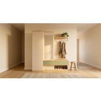 GARDEROBE  in 200/222,5/62 cm  - Champagner/Eichefarben, KONVENTIONELL, Glas/Holzwerkstoff (200/222,5/62cm)