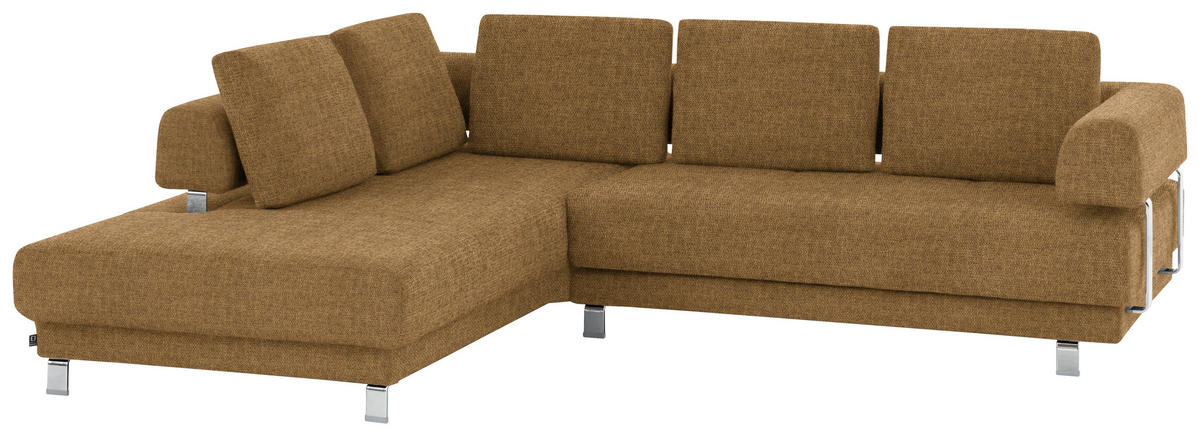 ECKSOFA in Chenille Honig  - Honig, Design, Textil/Metall (235/277cm)