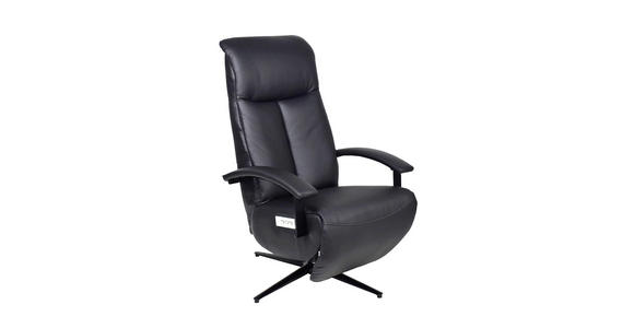 RELAXSESSEL in Metall, Textil, Leder Schwarz, Alufarben - Schwarz/Alufarben, Design, Leder/Textil (68/114/86cm) - Cantus
