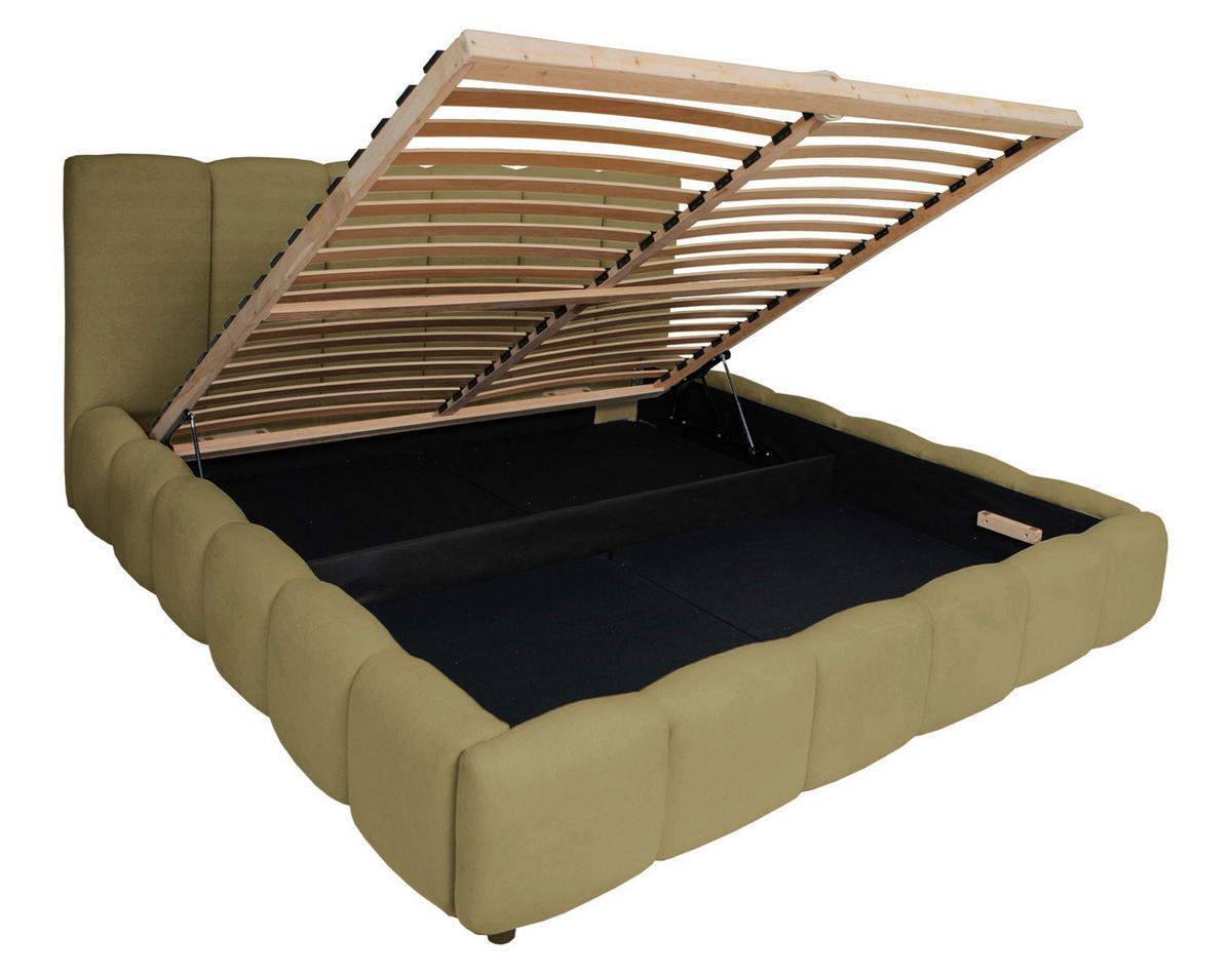 POLSTERBETT Lattenrost, Bettkasten Grün 160/200 cm  - Schwarz/Grün, KONVENTIONELL, Holz/Kunststoff (160/200cm) - Carryhome