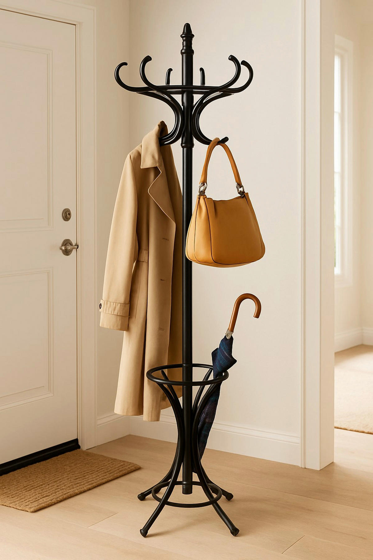 GARDEROBENSTÄNDER in Schwarz   - Schwarz, Design, Holz (53/53/184cm) - MID.YOU