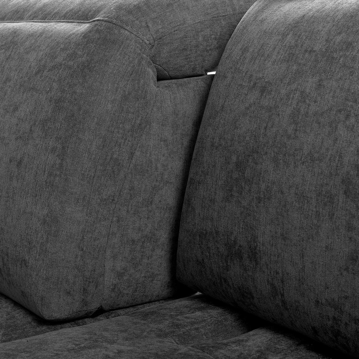 ECKSOFA  Webstoff Schwarz  - Schwarz, Design, Textil/Metall (268/195cm) - Livetastic