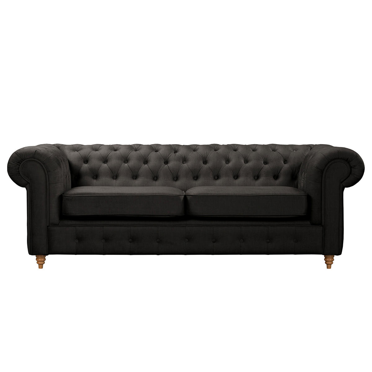 3-SITZER-SOFA Mikrofaser Anthrazit  - Anthrazit/Braun, Design, Holz/Textil (218/75/91cm) - P & B