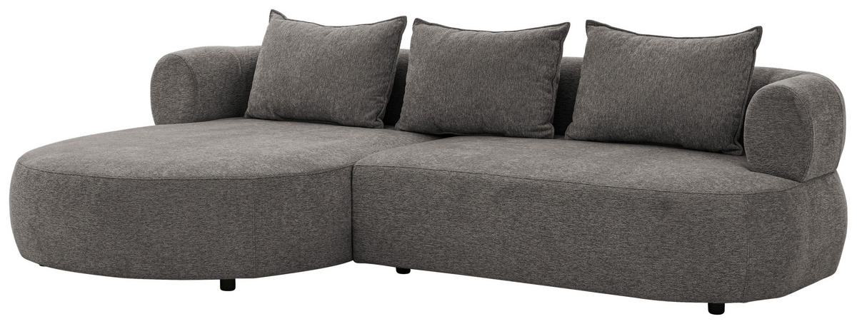 ECKSOFA FERRO Anthrazit Chenille  - Anthrazit/Schwarz, Design, Kunststoff/Textil (156/256cm) - Livetastic