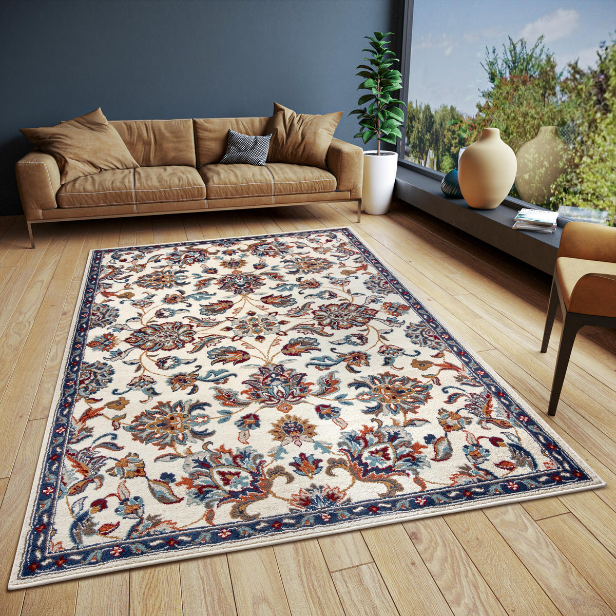 FLACHWEBETEPPICH 57/90 cm Luxor Creme, Multicolor  - Multicolor/Creme, Design, Kunststoff/Textil (57/90cm)