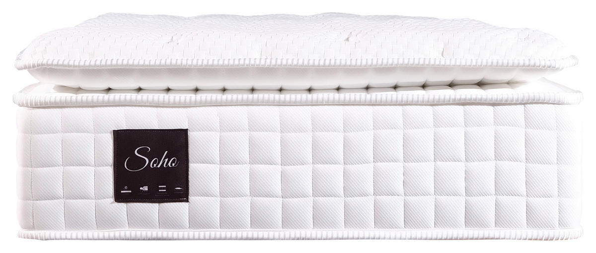 TASCHENFEDERKERNMATRATZE SOHO PILLOW TOP 140/200 cm Höhe ca. 32 cm 7 -Zonen - Weiß, Basics, Textil (140/200cm) - Livetastic