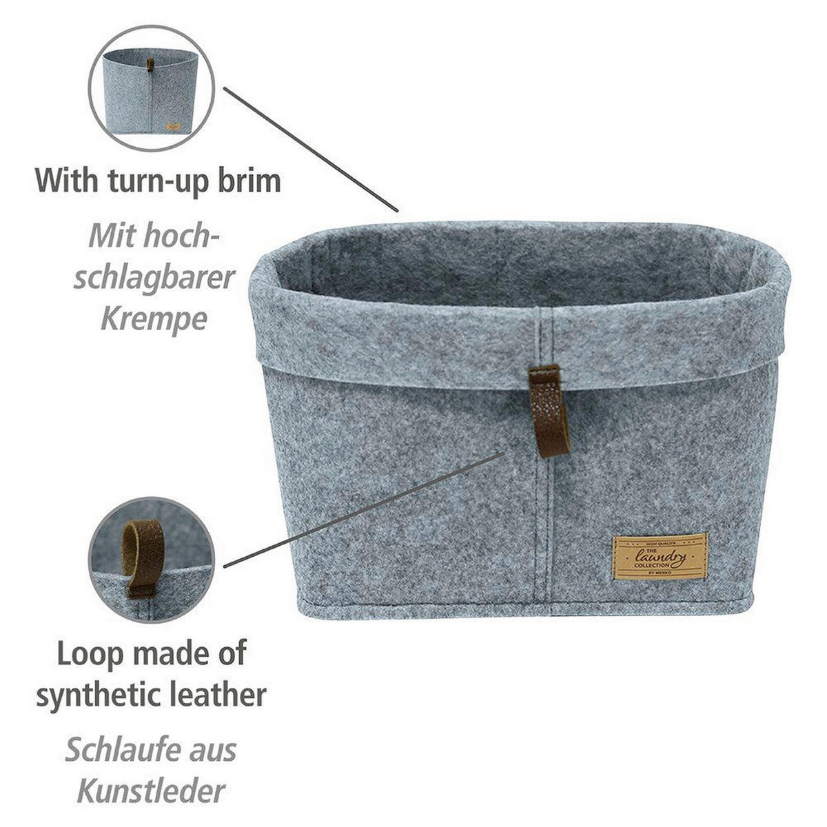 AUFBEWAHRUNGSKÖRBCHEN  - Dunkelbraun/Grau, KONVENTIONELL, Textil (19/10/14cm) - Wenko