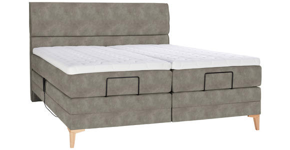 BOXSPRINGBETT 200/200 cm  in Hellgrau  - Eichefarben/Hellgrau, KONVENTIONELL, Holz/Textil (200/200cm) - Voleo