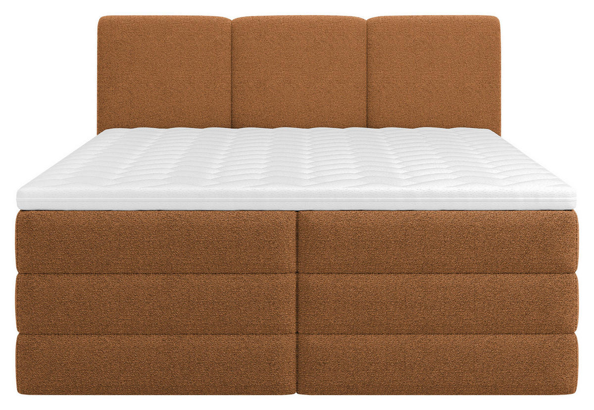 BOXSPRINGBETT 200/200 cm,  in Rostfarben, Bettkasten, Topper, H3 + H4 = fest + sehr fest  - Rostfarben/Schwarz, MODERN, Holz/Kunststoff (200/200cm) - MID.YOU