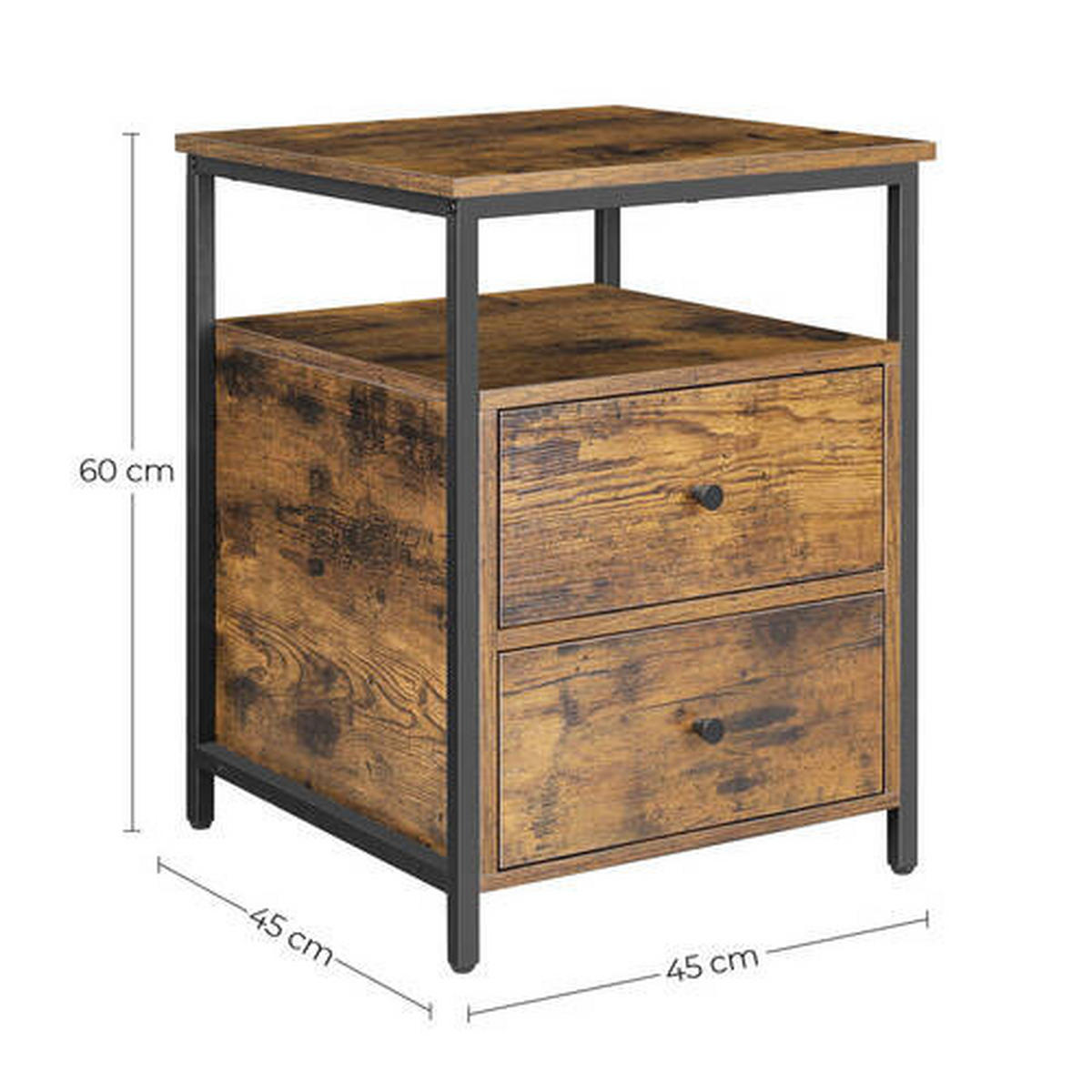 NOČNÍ STOLEK K POSTELI, hnědá, černá, 45/60/45 cm - černá/hnědá, Trend, kompozitní dřevo (45/60/45cm) - Boxxx