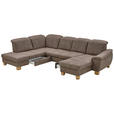 WOHNLANDSCHAFT in Mikrofaser Graubraun  - Wildeiche/Graubraun, KONVENTIONELL, Holz/Textil (243/343/185cm) - Voleo