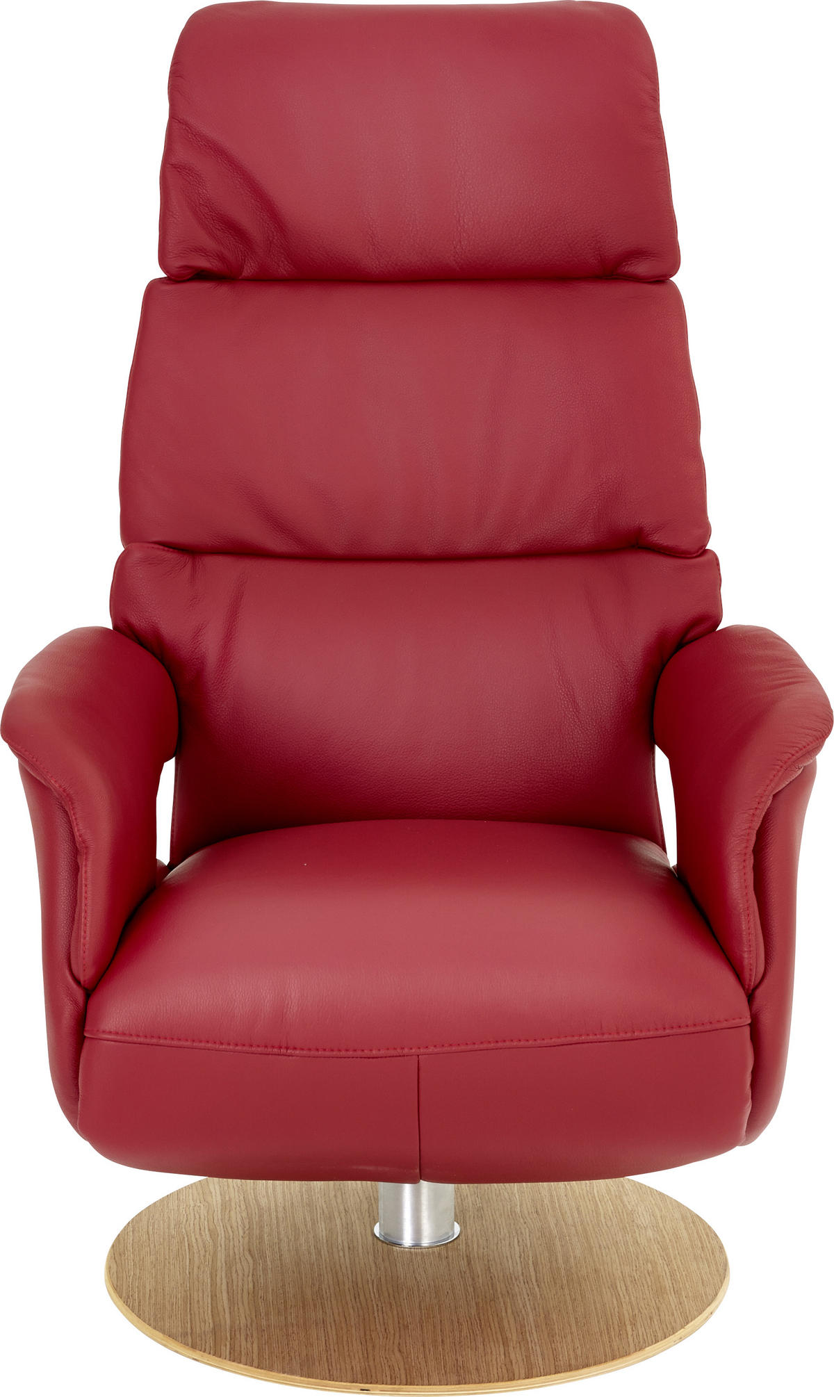 RELAXSESSEL in Holz, Leder Rot, Eichefarben  - Eichefarben/Rot, Design, Leder/Holz (71/112/80cm) - Welnova