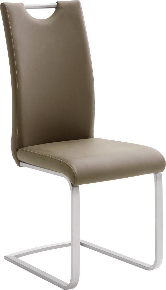 SCHWINGSTUHL  in Edelstahl Lederlook  - Edelstahlfarben/Creme, Design, Textil/Metall (42/103/55cm) - Novel