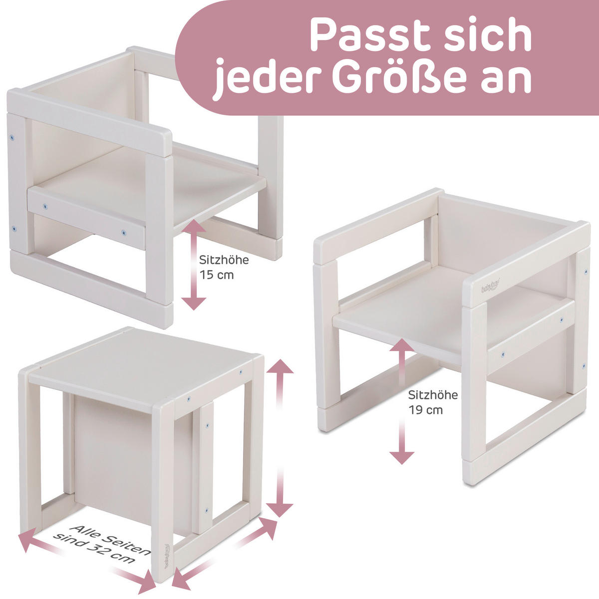 LERNTURM Littlefoot 3-in-1  - Beige, Basics, Holz (32/32/322cm) - Tobi