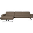 ECKSOFA in Echtleder Greige  - Greige/Anthrazit, KONVENTIONELL, Leder/Metall (182/324cm) - Ambiente