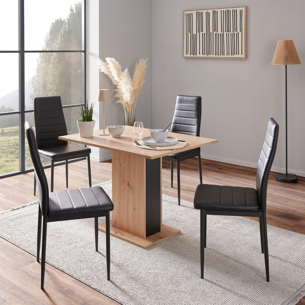 ESSTISCH rechteckig Eiche Artisan  - Schwarz/Eiche Artisan, KONVENTIONELL, Holzwerkstoff (100/75/72,5cm) - home24