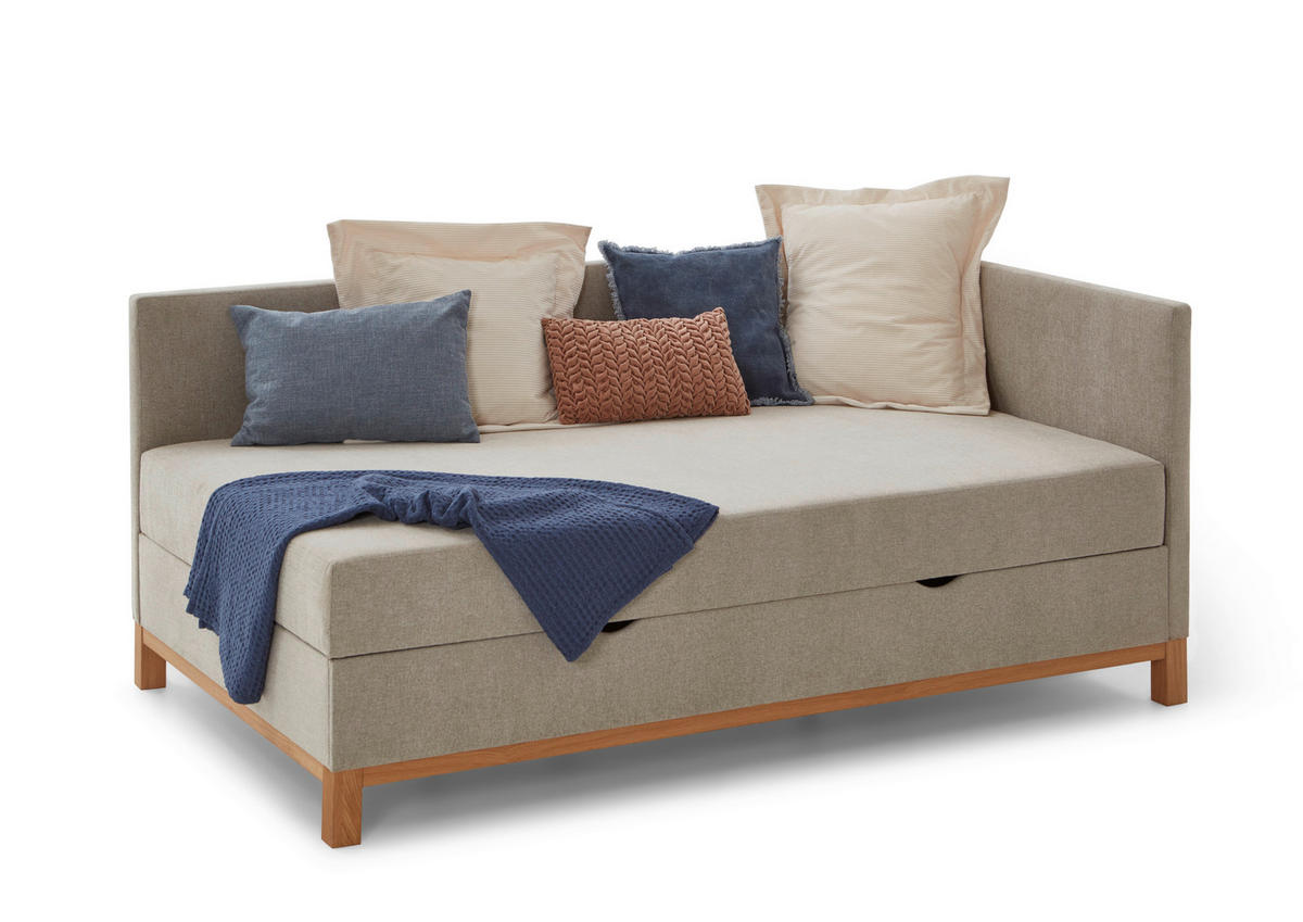 BOXBETT 90/200 cm  in Taupe  - Taupe/Eichefarben, Design, Holz/Textil (90/200cm) - Boxxx