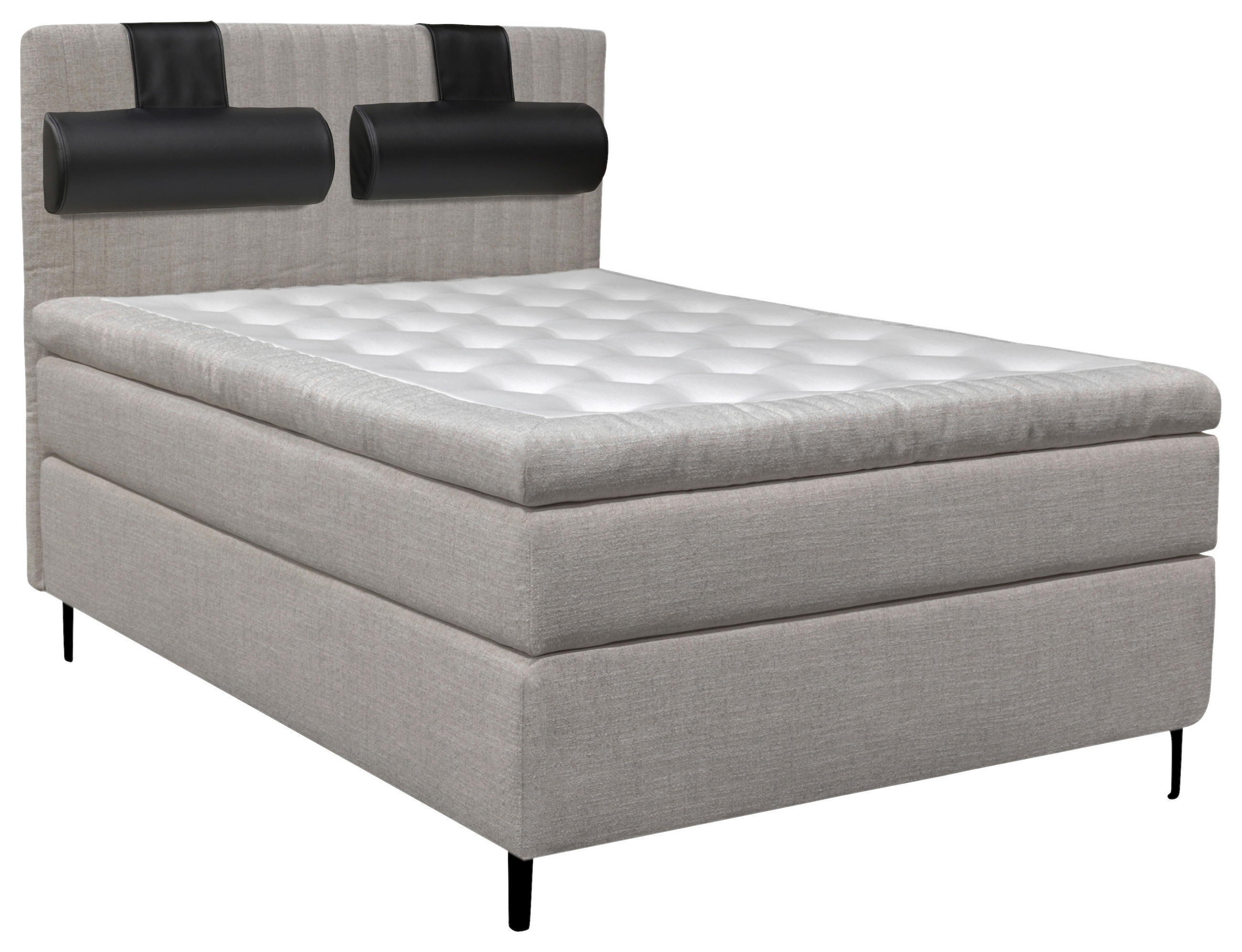 KONTINENTALSÄNG 140/200 cm  i svart, grå, vit  - vit/beige, Klassisk, metall/trä (140/200cm) - Cassando
