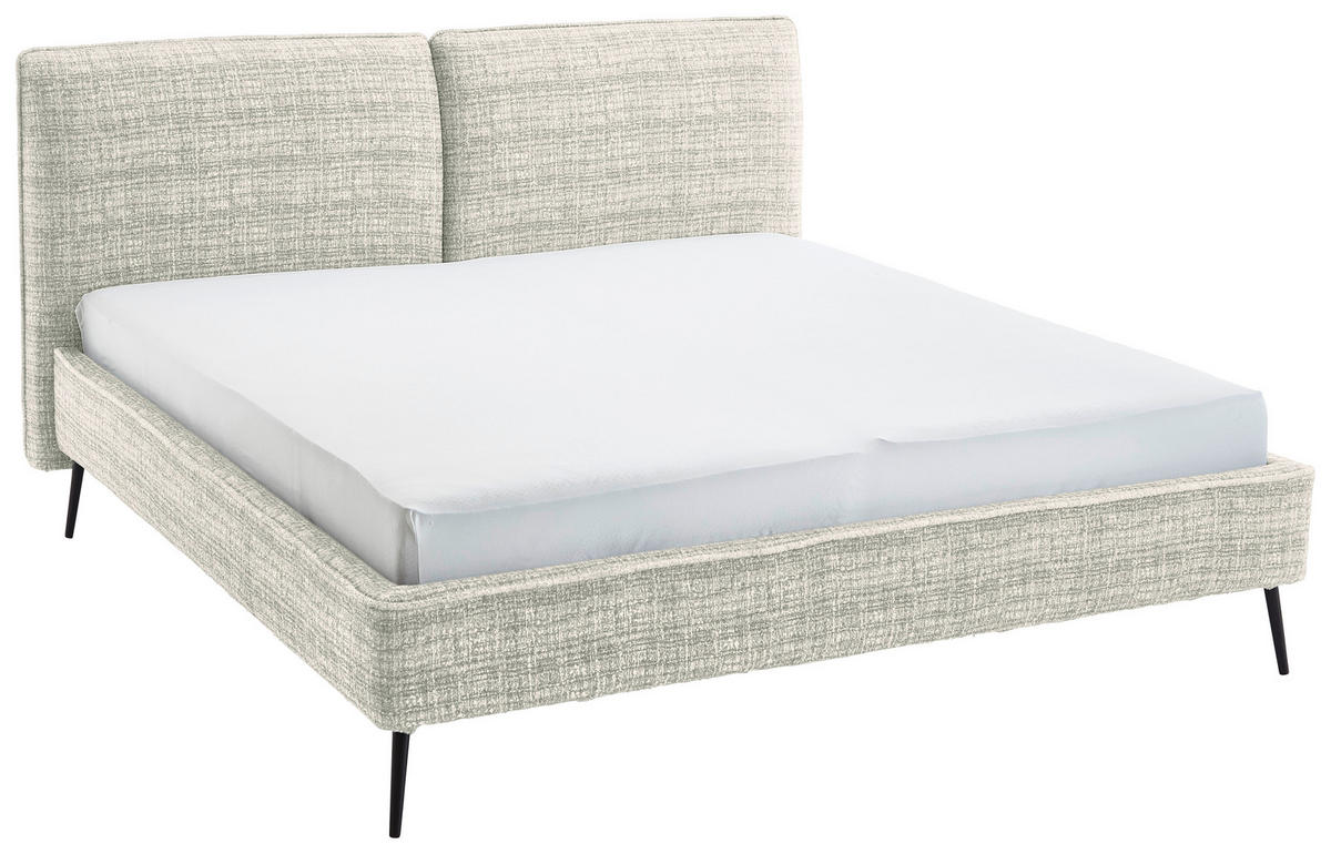 POLSTERBETT 180/200 cm  in Hellgrau  - Hellgrau/Schwarz, Modern, Textil/Metall (180/200cm) - Livetastic