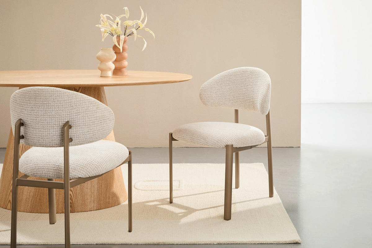 STUHL  ,  , Webstoff  ,  - Champagner/Beige, MODERN, Textil/Metall (55/81/57cm) - MID.YOU