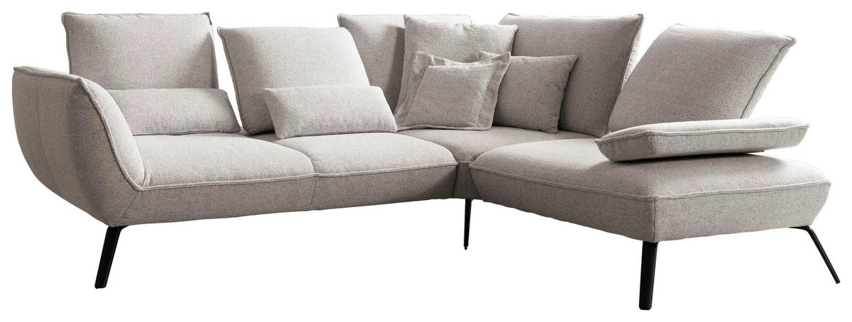 ECKSOFA Beige Flachgewebe, Struktur  - Beige/Schwarz, Design, Textil/Metall (259/233cm) - Moderano