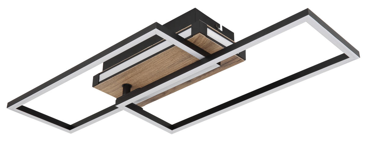 LED-DECKENLEUCHTE 34 W    60/49/10 cm  - Dunkelbraun/Opal, Design, Holzwerkstoff/Kunststoff (60/49/10cm) - Globo