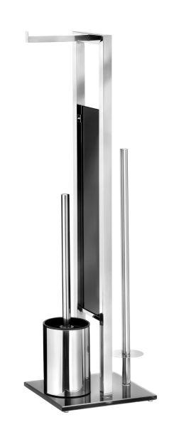 WC-BÜRSTENKOMBINATION - Edelstahlfarben/Schwarz, Basics, Glas/Kunststoff (18/70/23cm) - Wenko