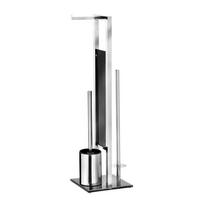 WC-BÜRSTENKOMBINATION - Edelstahlfarben/Schwarz, Basics, Glas/Kunststoff (18/70/23cm) - Wenko
