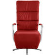 RELAXSESSEL in Leder Rot  - Chromfarben/Rot, Design, Leder/Metall (64/112/80cm) - Cantus