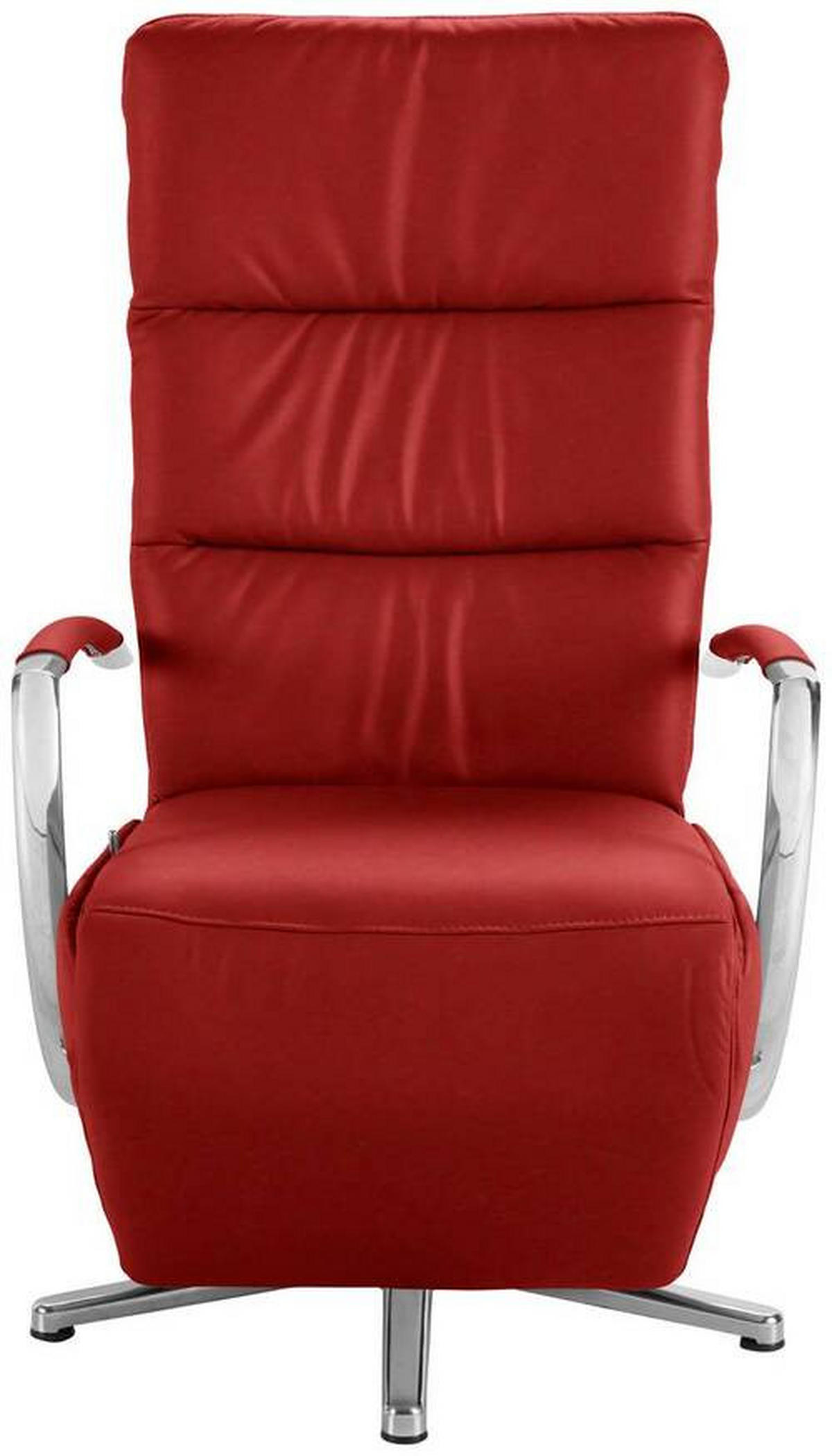 RELAXSESSEL in Leder Rot  - Chromfarben/Rot, Design, Leder/Metall (64/112/80cm) - Cantus