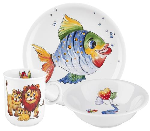 KINDERGESCHIRRSET KINDERTRÄUME Porzellan 3-teilig  - Blau/Multicolor, KONVENTIONELL, Keramik (21/21/20cm) - Seltmann Weiden