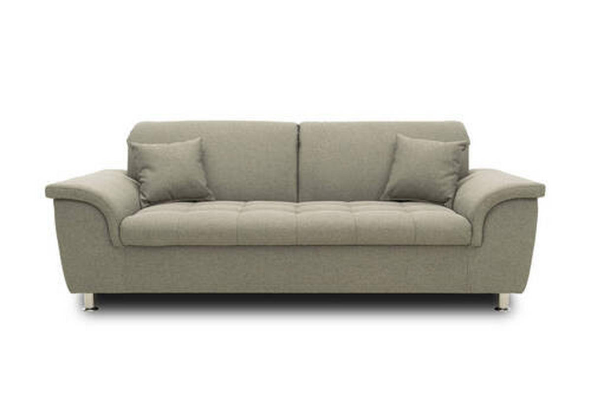 2-SITZER-SOFA Webstoff Graubraun  - Chromfarben/Graubraun, KONVENTIONELL, Textil/Metall (210/81/97cm) - MID.YOU