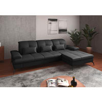 ECKSOFA in Vliesstoff Kombination Echtleder/Stoff Schwarz  - Schwarz, Konventionell, Leder/Textil (279/185cm) - Sit & More