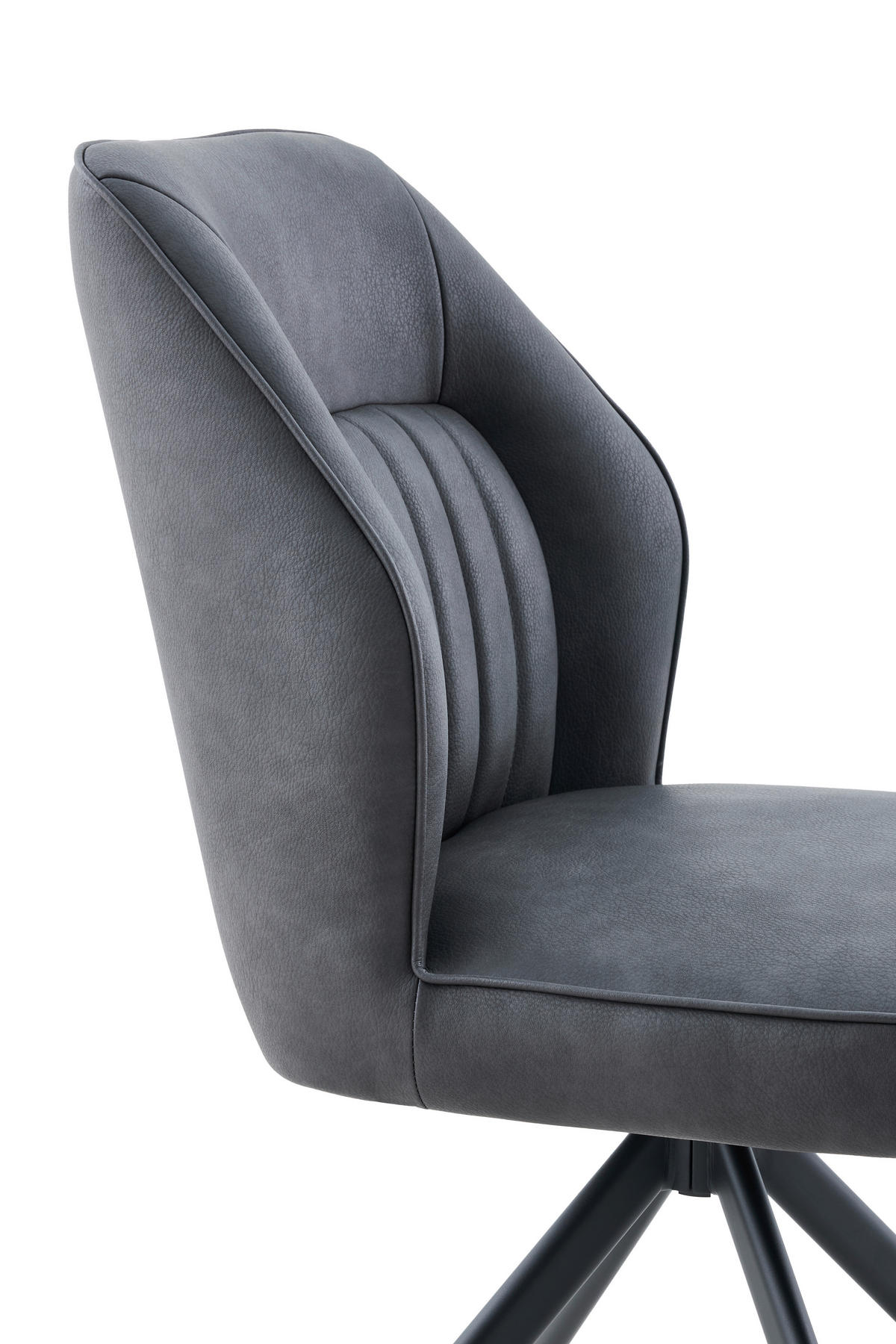 STUHL-SET 2 Stück erweiterbar, Sitzfläche 360° drehbar Lederlook  - Anthrazit/Schwarz, MODERN, Textil/Metall (51/92/65cm) - MID.YOU