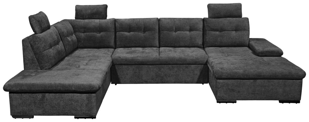 WOHNLANDSCHAFT RONDA Schwarz Webstoff  - Schwarz, Basics, Kunststoff/Textil (218/324/170cm) - Livetastic