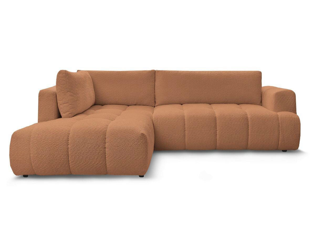 ECKSCHLAFSOFA EVEREST Bouclé Orange  inkl. Rückenkissen, Schlaffunktion  - Schwarz/Orange, MODERN, Kunststoff/Textil (204/282cm)