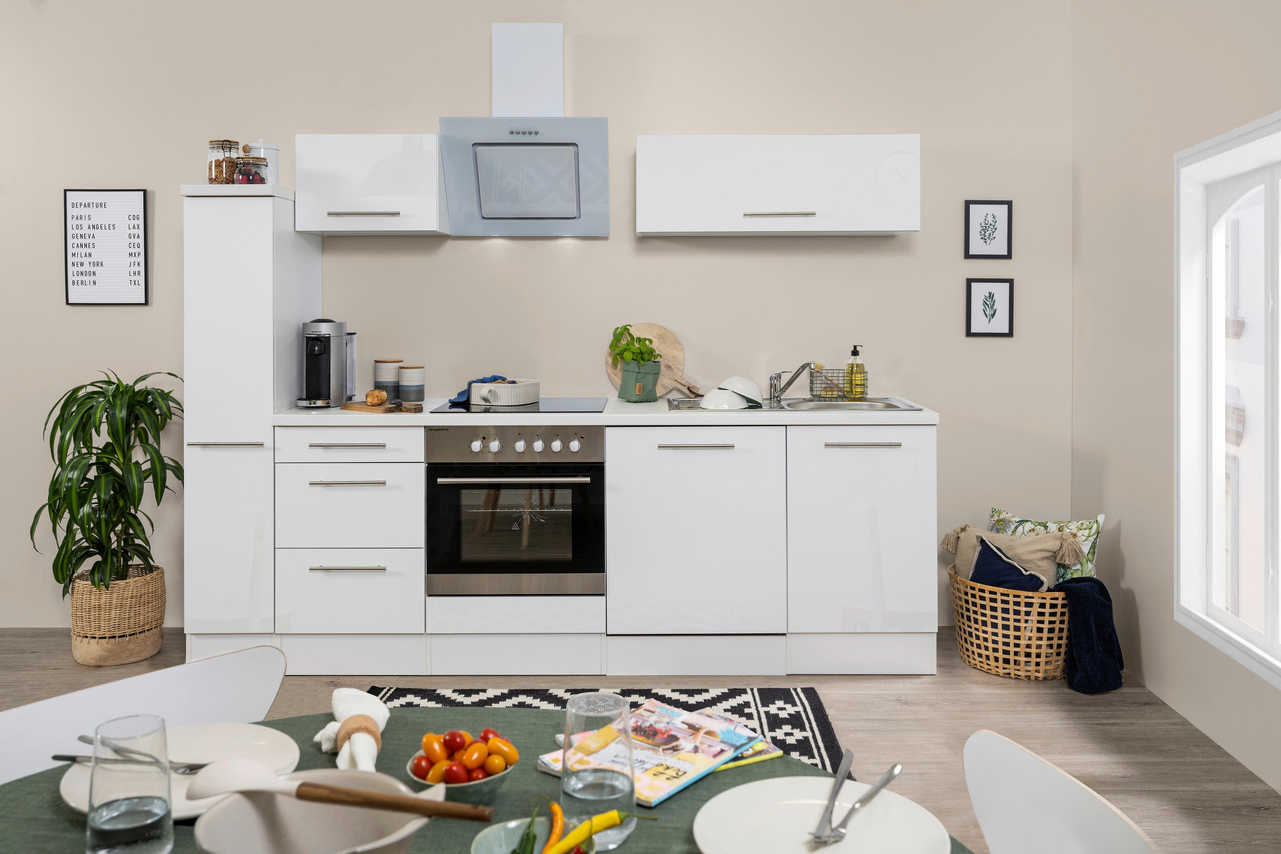 MODULKÖK 250 cm   i vit  - vit/aluminiumfärg, Klassisk, trämaterial (250cm) - Respekta