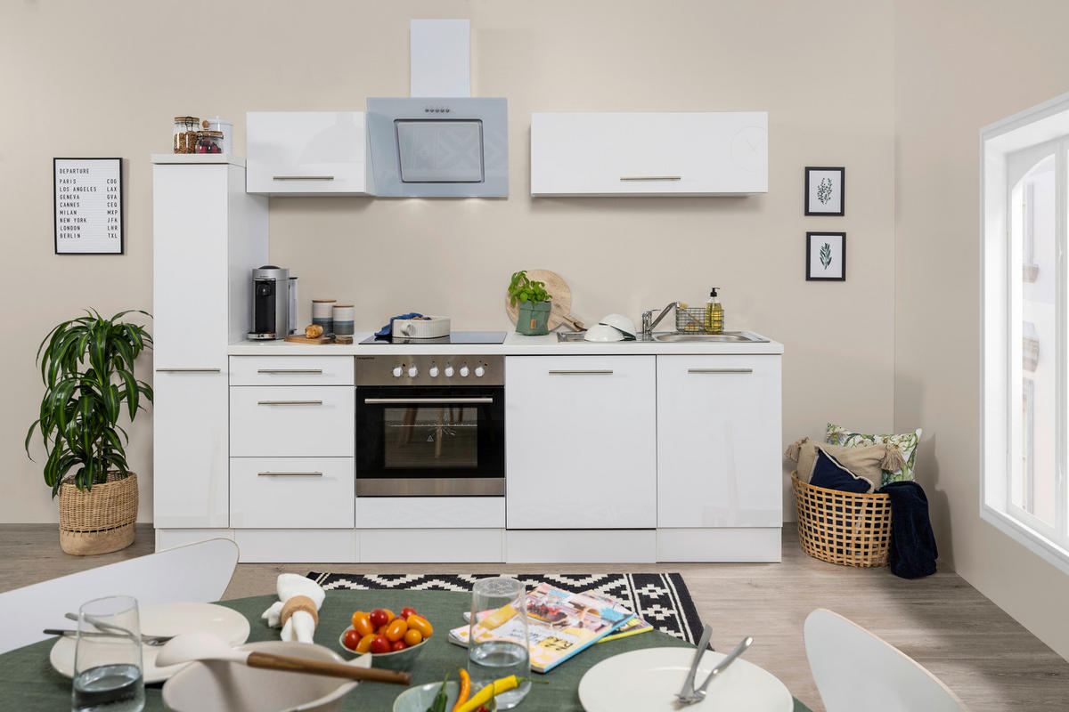 MODULKÖK 250 cm   i vit  - vit/aluminiumfärg, Klassisk, trämaterial (250cm) - Respekta