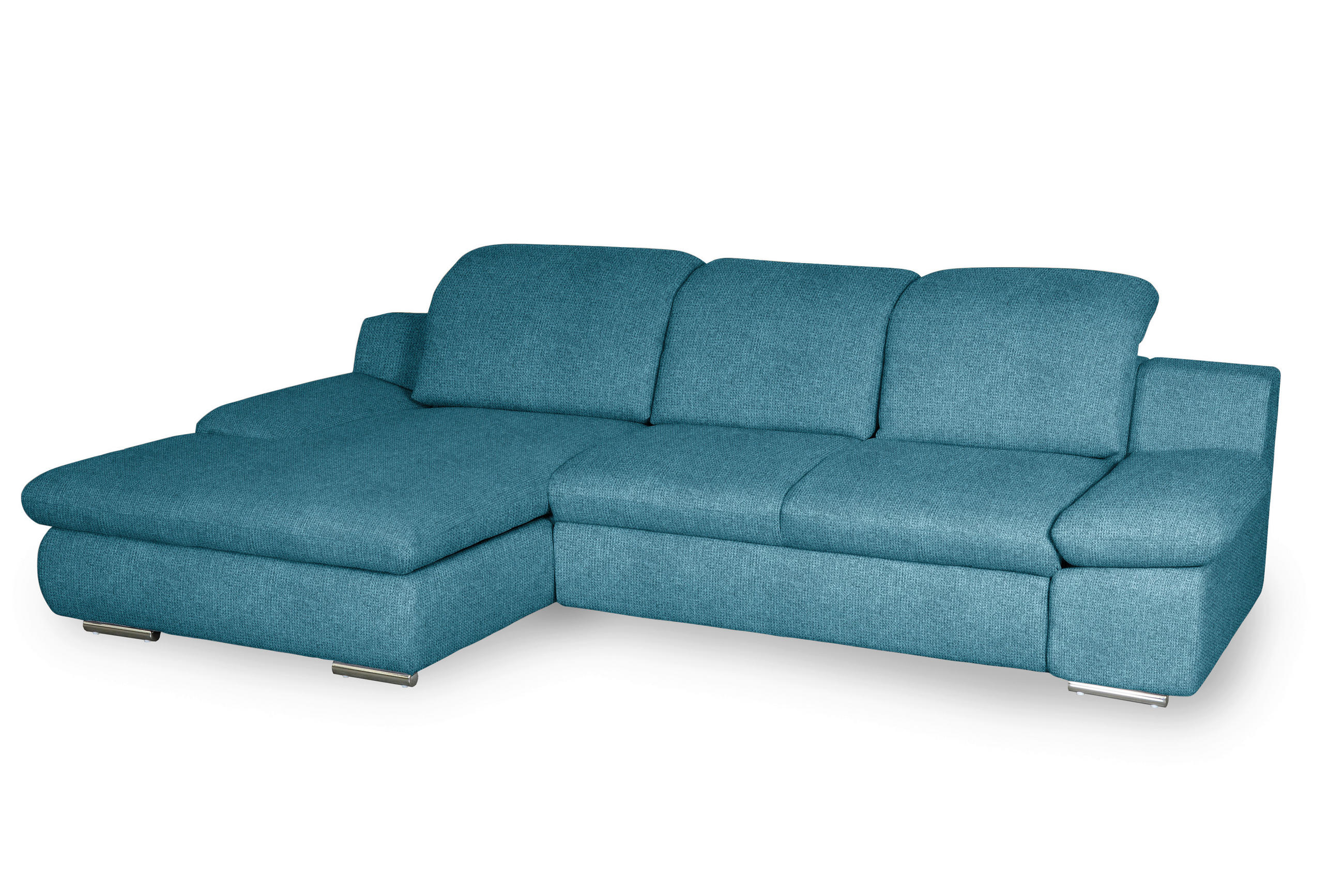 ECKSOFA in Chenille Blau  - Chromfarben/Blau, Design, Textil/Metall (165/286cm) - Livetastic