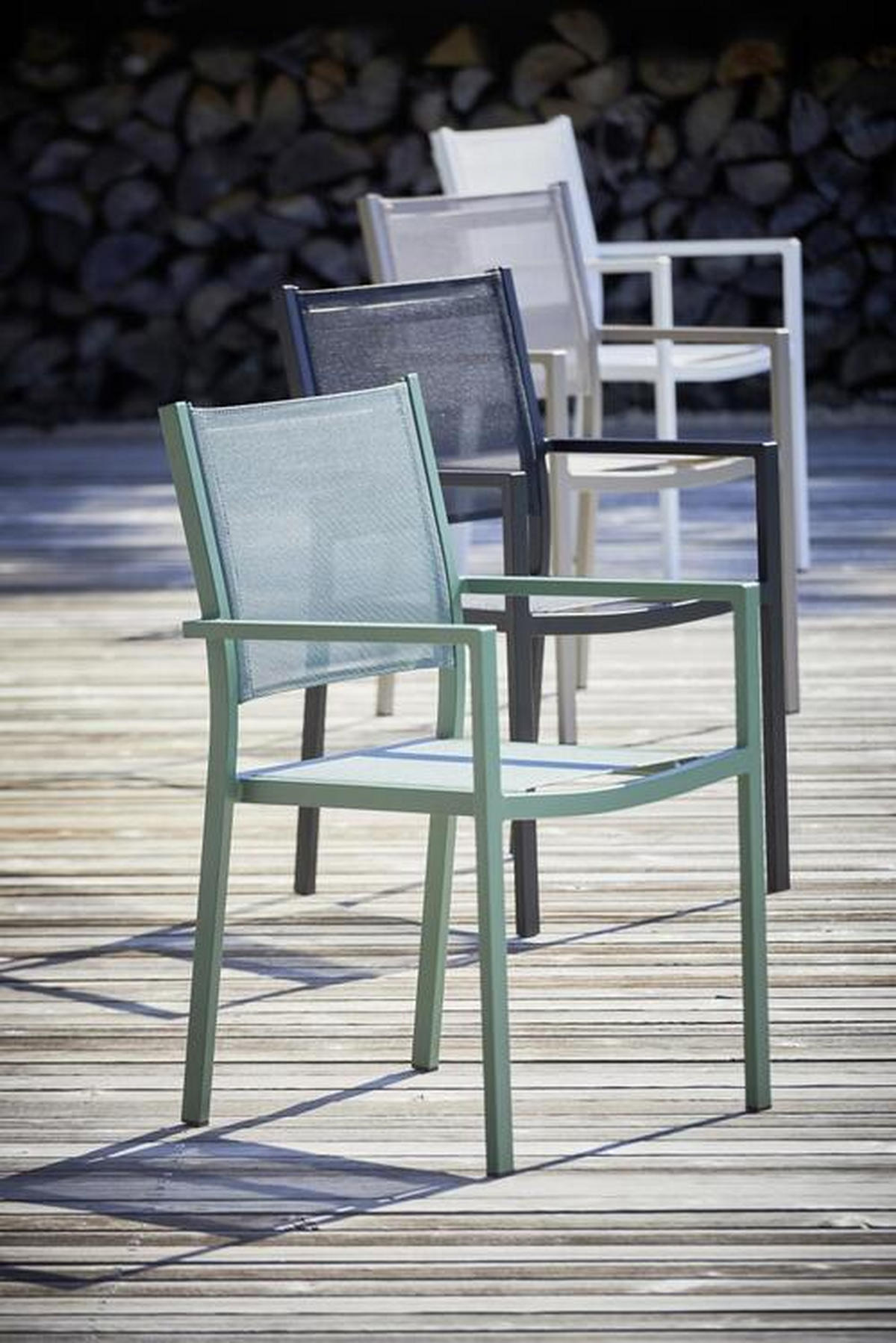 STAPELSESSEL Aluminium Grün  - Grün, MODERN, Textil/Metall (54/88/53cm) - FIAM
