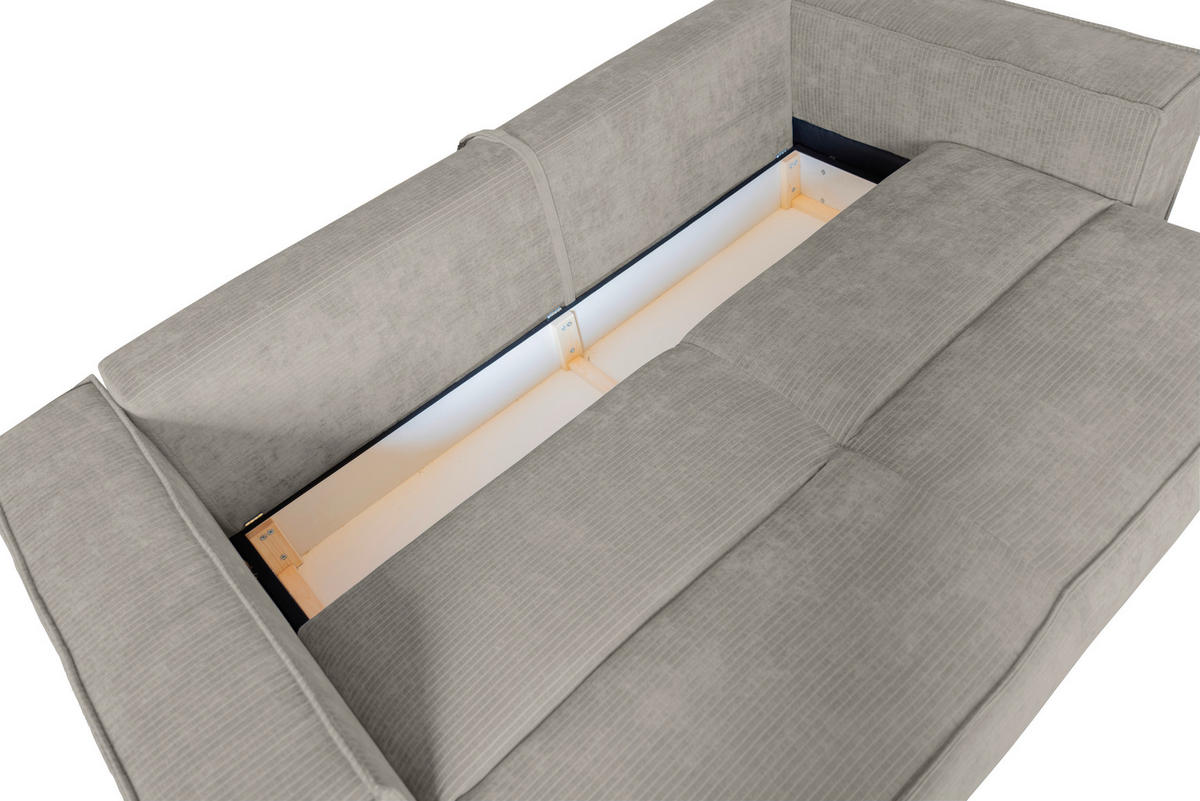 BIGSOFA Flachgewebe Creme  - Chromfarben/Creme, KONVENTIONELL, Textil/Metall (256/68/122cm) - Carryhome