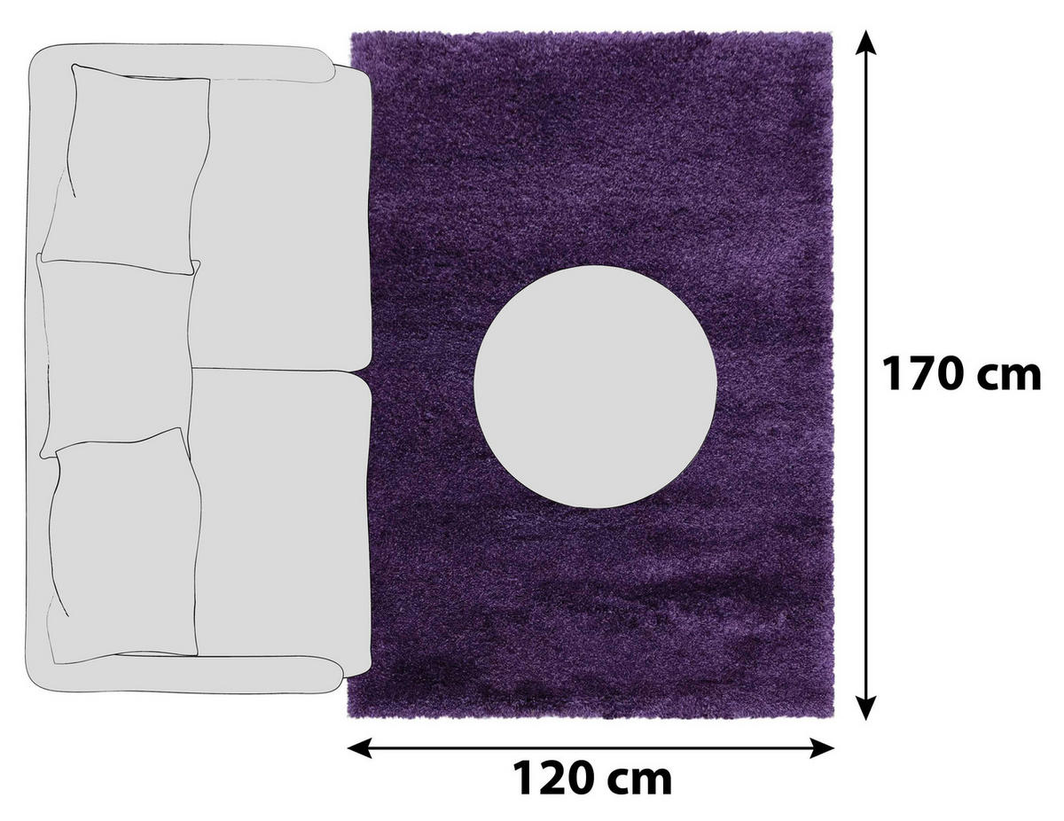 KOBEREC S VYSOKÝM VLASOM, 120/170 cm, lila - lila, Basics, textil (120/170cm) - Novel