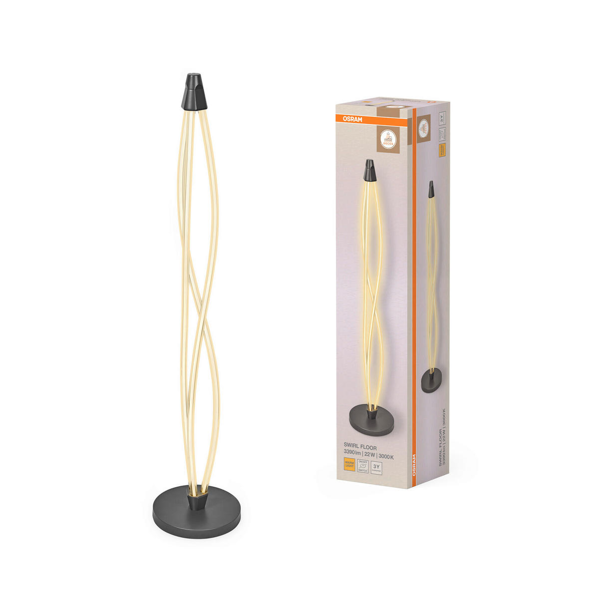 LED-STEHLEUCHTE 26/128 cm    - Dunkelgrau, Design, Kunststoff (26/128cm) - Osram